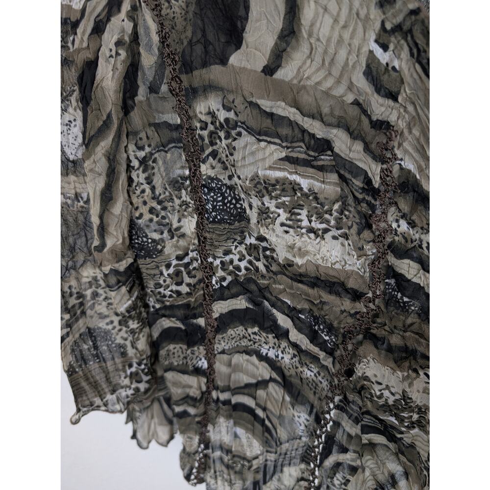 Alberto Makali Cardigan Crinkle Open Front Lace Mixed Animal Print Black Size M - Picture 4 of 10